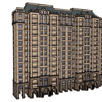欧式公寓外观草图大师模型，公寓sketchup模型下载
