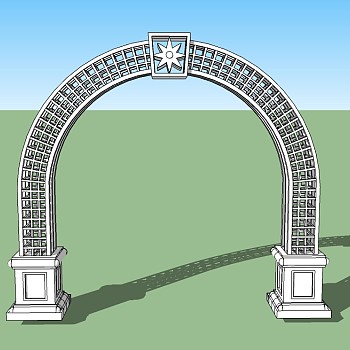 欧式廊架草图大师模型，廊架sketchup模型下载