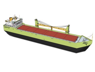 现代大型货轮sketchup模型，货船skb文件下载