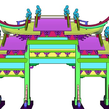 徽派牌坊建筑草图大师模型下载、徽派牌坊建筑su模型下载