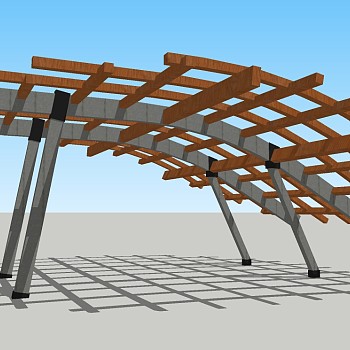 现代景观廊架草图大师模型，景观廊架sketchup模型下载