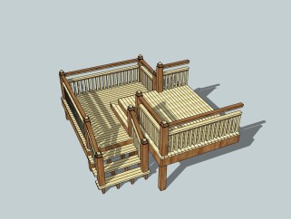 中式楼梯草图大师模型，楼梯sketchup模型下载