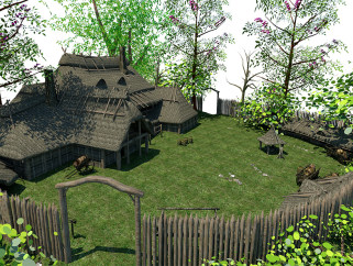 中式复古古代村庄草图大师模型，复古古代村庄sketchup模型下载
