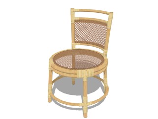 现代竹椅su模型，竹椅草图大师模型下载