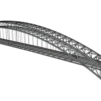 现代钢结构公路桥草图大师模型，公路大桥SU模型