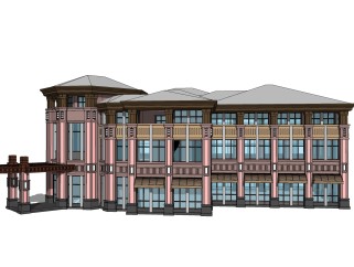 欧式售楼处建筑方案草图大师模型，建筑构件sketchup模型免费下载