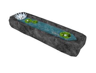 自然风水池草图大师模型，水池sketchup模型免费下载