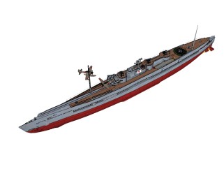 日本伊-400型大型载机潜艇草图大师模型，潜艇SU模型下载