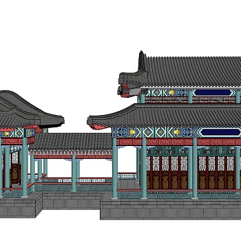 中式画舫草图大师模型下载、画舫su模型下载