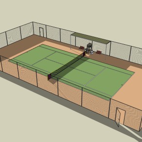现代网球场草图大师模型，网球场su模型下载