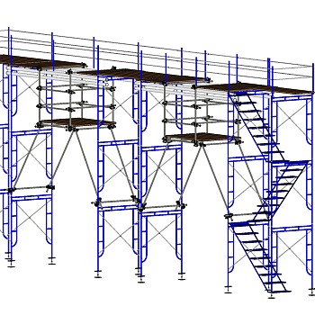 建筑外脚手架草图大师模型，脚手架SU模型下载