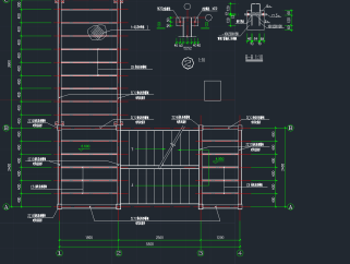 某钢结构走廊楼梯cad施工图设计，楼梯钢结构设计施工图纸下载