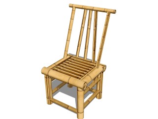 现代竹制椅子su模型，竹制品草图大师模型下载