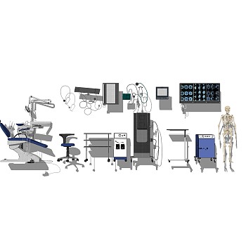 现代医疗设备组合草图大师模型，医疗设备sketchup模型下载