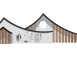 新中式文化景观墙草图大师模型，文化景观墙sketchup模型免费下载