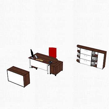 现代老板桌su模型，老板桌sketchup模型下载