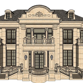 欧式别墅su模型下载、欧式别墅草图大师模型下载