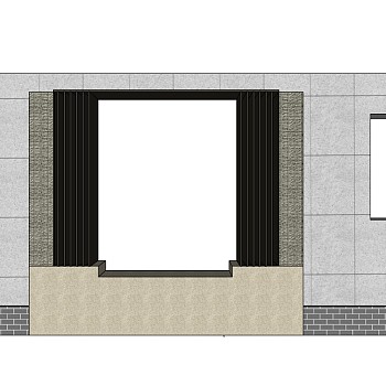 现代景观墙sketchup模型下载，景观墙草图大师模型