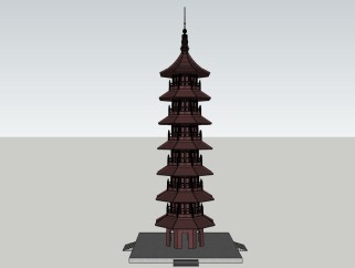 中式塔楼草图大师模型skp模型，塔楼sketchup模型skp文件下载