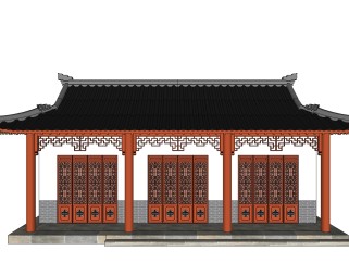 中式古建殿宇庙堂免费su模型下载、殿宇庙堂草图大师模型下载