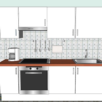 现代厨房柜免费su模型，厨房柜skp模型下载