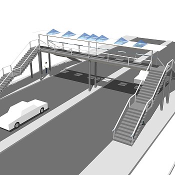 现代人行天桥草图大师模型，人行天桥sketchup模型免费下载