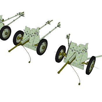 苏联M1937型45毫米反坦克炮su模型,苏联M1937型45毫米反坦克炮sketchup模型下载
