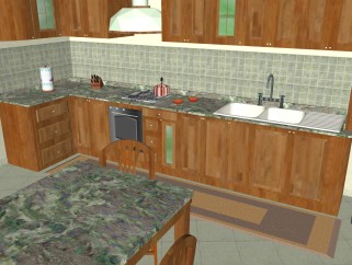 现代厨房柜免费su模型，厨房柜skp模型下载