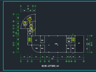 度假村综合楼CAD施工图，办公空间CAD施工图纸下载