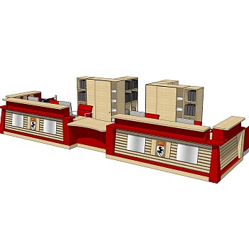 现代前台接待台sketchup模型，接待台skb文件下载