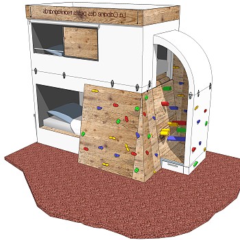 现代高低床铺草图大师模型，儿童床SU模型下载
