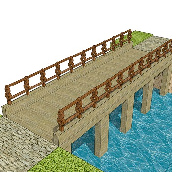 现代桥梁草图大师模型下载，sketchup桥梁su模型分享