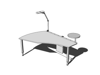 现代 办公桌SU模型， 办公桌草图大师模型下载