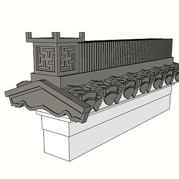 徽派马头墙skp文件下载，马头墙SU模型下载