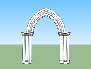 哥特式拱门柱草图大师模型，柱子sketchup模型下载