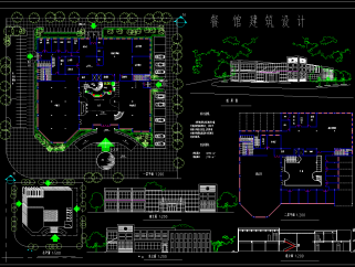 餐馆建筑施工图，餐馆CAD工程图纸下载