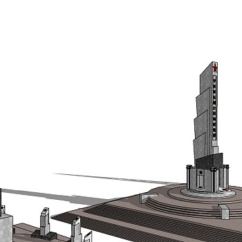 烈士英雄纪念碑SU模型下载，纪念碑skb模型分享