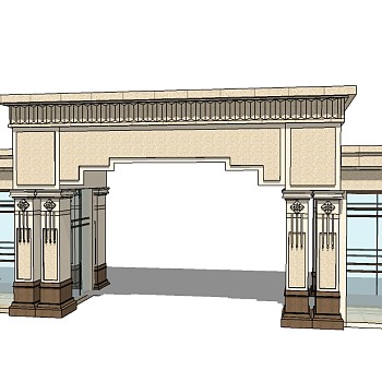 欧式入口大门草图大师模型下载，入口大门sketchup模型