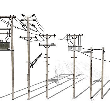电线杆SU模型，电线杆skp文件下载