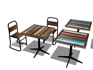 工业风休闲桌椅免费su模，桌椅sketchup模型下载