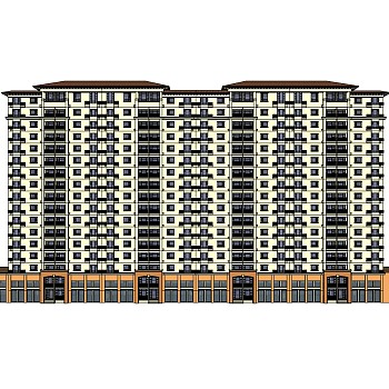 欧式高层住宅楼外观su模型下载，住宅楼草图大师模型