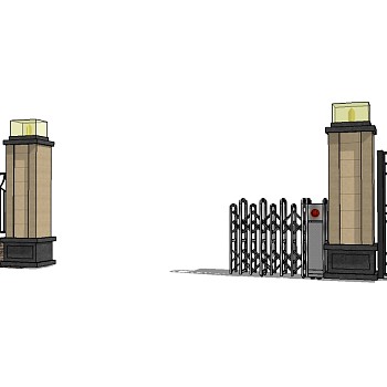 欧式入口大门草图大师模型下载，入口大门sketchup模型