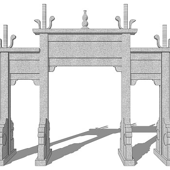 现代牌坊牌楼su模型下载，入口大门sketchup模型分享