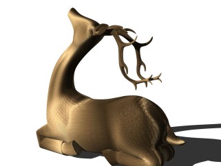 现代金属鹿雕塑su模型,摆件草图大师模型下载