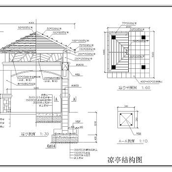 凉亭cad工程图纸免费下载