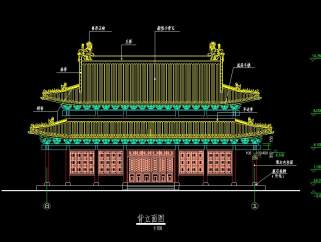 古建筑宫殿殿阁CAD施工图，古建筑宫殿设计图纸下载