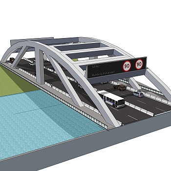 现代桥梁草图大师模型下载，sketchup桥梁su模型分享