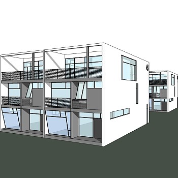 现代城市建筑设计草图大师模型，城市建筑sketchup模型