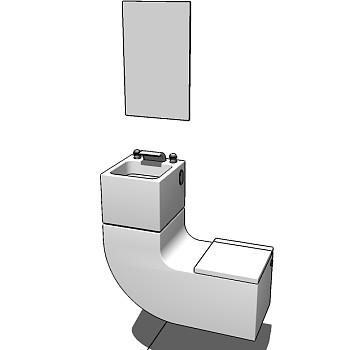 现代洗手台盆su模型，台盆草图大师模型下载