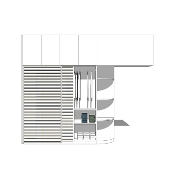 现代简约衣柜草图大师模型，储物柜SKP模型下载